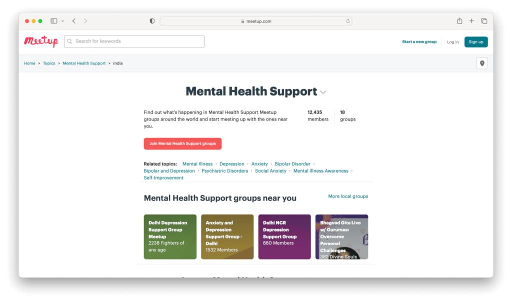 Mental Health Support Groups on Meetup India - The Ants